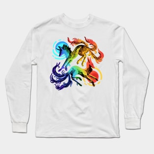 Rainbow Cosmic Foxes Long Sleeve T-Shirt